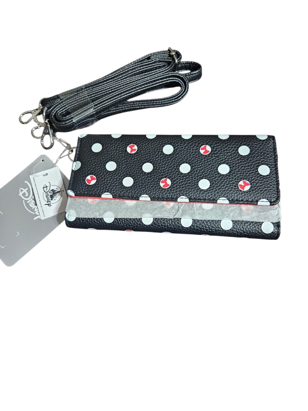 Disney Black Polka Dot Crossbody Wallet with White Dots & Red Accents